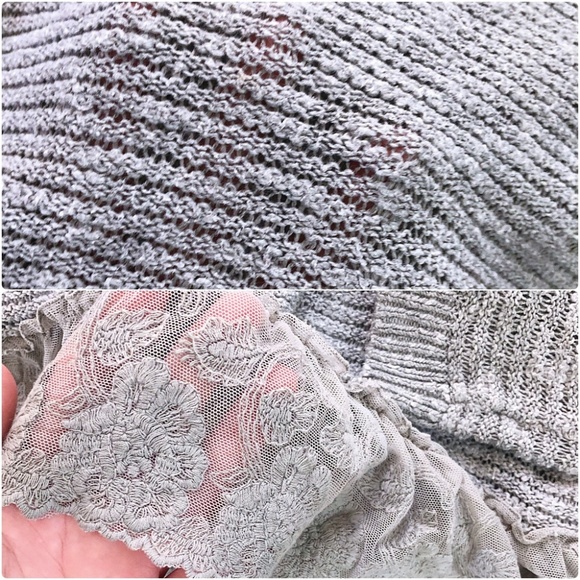 3/$20 Abercrombie Kids Gray Open Knit Lace Sweater - Picture 4 of 6